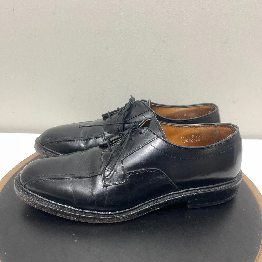 Allen Edmonds Hillcrest Men 11 D Bicycle Toe Derby Black Classic Quiet Luxury